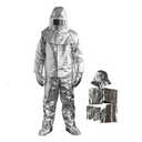 EYCOMTOM Fire Resistant Suit, Anti Thermal Radiation 1000-1200 ℃ Fireproof Coveralls Heat Resistant Aluminized Uniform (Silver, XXXL)