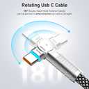USB C to USB C Cable10ft,240W 2-Pack Braided 180Rotating Type C Charging CableFast Charge for iPhone 16/16Pro/16Plus/16ProMax,MacBook Air,iPad Pro,Pixel,Samsung Galaxy S23/S24 Ultra-Black