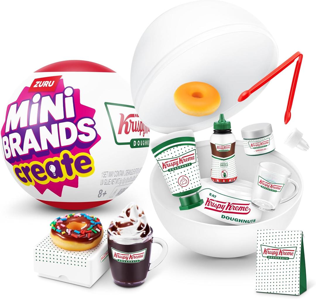 Mini Brands Create Krispy Kreme Create Series 1 Capsule by ZURU - Mini Collectibles Blind Packaging, DIY, Novelty, Resin Play, Mini Replica Food, NOT Edible, Collectors, 8+