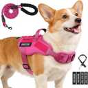 Service Dog Vest, No Pull Dog Harness Dog, Service Dog Harnesses and Leash Set, Reflective Easy Walk Dog Vest Harness with Handle, Service Animal Vest for Dogs(Pink, M)