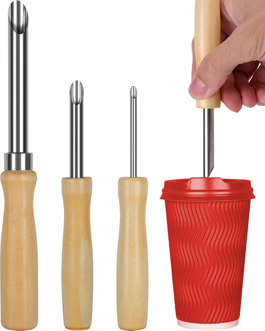 2 x Straw Puncher for Plastic Lids Lemonade Straw Hole Punch Lemonade Cups Hole Puncher for Plastic Lids, Lemonade Stand Supplies Hole Punch for Straw (3 Pack)
