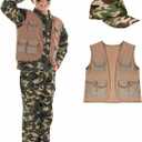 fun shack Army Costume Boys Kids Girls Soldier Military Halloween Costumes For Boys (Medium, Green)