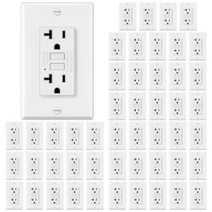 ELECTECK 50 Pack GFCI Outlets 20 Amp, Non-Tamper Resistant, Decor GFI Receptacles with LED Indicator, Ground Fault Circuit Interrupter, Wallplate Included, ETL Listed, White