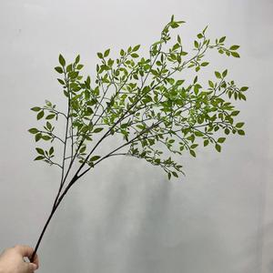 6Pcs Artificial Plant Leaves Bunches 43.3 Inch Nandina Artificial Greenery Stems Plants Branches Faux Green Bushes Shrubs for Vase Bouquets Wedding Floral Arrangement