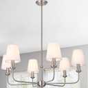 MELUCEE 6-Light Modern Chandeliers with Linen Fabric Shades E12 Base, Mid Century Modern Dining Room Light Fixture Kitchen Island Lighting Traditional Chandelier or Dining Table Living Room Bedroom