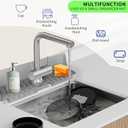 17 x 5.5 Silicone Faucet Handle Drip Catcher Tray Mat, Silicone Faucet Mat Dish Soap Sponge Holder for Kitchen Sink, Drying Mat for Kitchen Counter Bathroom Kitchen Sink Splash Guard - Grey