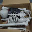 5.4FT Halloween Full Body Skeleton Decorations with Glowing Eyes, Life Size Skeleton with Movable Joints for Halloween Decorations Indoor/Outdoor Haunted Houses (white)