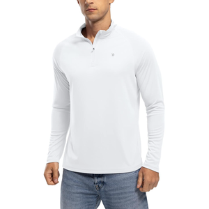 TBMPOY Men's Hiking Shirts 1/4 Zip Running Sun Protection Pullover Long Sleeve UPF 50+ Lightweight Fishing Rash Guard S