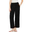 LYCY Fluffy Pajama Pants for Women, Comfy Fuzzy Pj Bottoms with Pockets Drawstring Fleece Sleepwear Soft Winter（Black, Large）