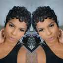VRZ Pixie Cut Wigs for Black Women Brazilian Curly Pixie Cut Wig Human Hair Glueless Short Layered Wigs With Bangs Natural Black Color No Glue Human Hair Wig for Daily Use