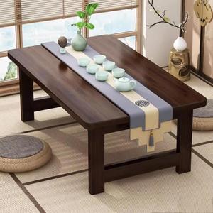 Japanese Floor Table Folding Coffee Table, Low Tables for Sitting On The Floor, Rustic Wood Foldable Tatami Tables for Living Room, Brown Walnut Folding Legs Table-, No Assembly 40x20x16