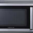 Farberware 0.9 Cu. Ft. Countertop Microwave Oven  900 Watts Power, Auto Cook Settings, Defrost, Easy Clean and Child Safety Lock - Stainless and Black