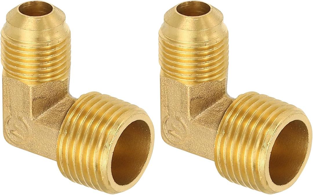 PATIKIL 90 Degree Elbow Brass Pipe Fittings, 6 Pcs 3/8" Male Flare x 1/2" NPT Male Thread Tubing Fitting Adapter Connector Tube Elbow Converter for Pipe Connection