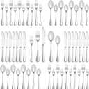 40 Piece Silverware Set Service for 8,Premium Stainless Steel Flatware Set,Mirror Polished Cutlery Utensil Set,Durable Home Kitchen Eating Tableware Set,Include Fork Knife Spoon Set,Dishwasher Safe