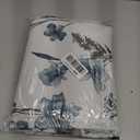 H.VERSAILTEX 100% Blackout Curtains for Bedroom Cattleya Floral Printed Drapes 63 Inches Long Leah Floral Pattern Full Light Blocking Drapes with Black Liner Rod Pocket 2 Panels, Grey/Blue