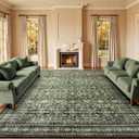 Lofus 9x12 Area Rug for Living Room,Green Washable Large Rugs with Non-Slip Backing,Soft Boho Carpets for Bedroom Dining Room Home Office Indoor Nursery