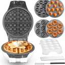 SugarWhisk Thick Belgian Waffle Maker with 3 Removable Plates, 7 Non Stick Belgian Waffle Iron Removable Plates, 3 in 1 Mini Donut Maker Machine, Cake Pop Maker Machine Set with Accessories & Tools