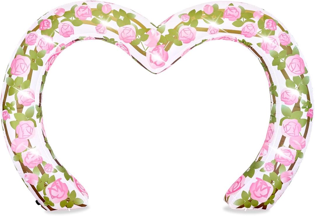9Ft Tall Valentine Inflatables Outdoor Decorations, Valentines Blow Up Love Heart Archway Yard Decor with Build-in 9 Led Light for Indoor Outdoor Beach Lawn Garden Wedding Anniversary Party (Pink)