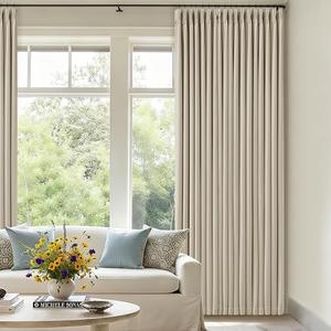 94 Inch Long Blackout Curtains Thick Linen Pinch Pleated Curtains 2 Panels for Bedroom Living Room Darkening Light Blocking Energy Save Pinch Pleat Back Tab 94 Inch Window Drapes Cream Beige Oatmeal