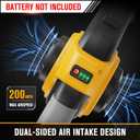 HEINPRO Cordless Leaf Blower Compatible with DEWALT 20V Max Battery (Tool Only) 200MPH Small Electric Leaf Blowers w/ 3 Speeds Mode, Lightweight Mill Leaf Blowers Battery Powered for Patio