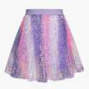 GRACE KARIN Girls Sequin Skirt Elastic Waist Sparkle Pleated Skirt for Party 5-14Y