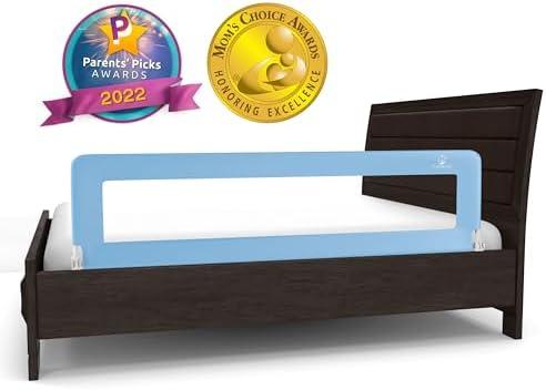 ComfyBumpy 1-Pack Bed Rail for Toddlers 55.5" L x 19.5" H | Toddler Bed Rails for Twin, Full, Queen & King Mattress Size | Swing Down Rail Guard | Mattress Side Rail for Kids | Blue