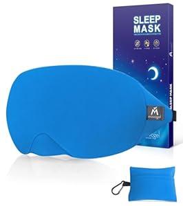 Mavogel Cotton Sleep Eye Mask - Updated Design Light Blocking with Adjustable Nose Bridge, Soft and Comfortable Night Eye Mask for Men Women, Eye Blinder for Shift Work, Includes Travel Pouch, Cobalt Blue