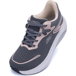 AOV Womens Wide Toe Box Walking Shoes Arch Support Sneakers for Plantar Fasciitis Lightweight Orthotic Tennis Shoes for Outwork Gym, Black Grey, Size 8