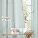 LAMIT Bedroom Linen Curtains 45 Inch Long, Light Filtering Neutral Window Curtains Farmhouse Boho Rod Pocket Room Decor Panels for Small Window/Living Room, 2 Panels, 42 x 45 Inch, Light Blue