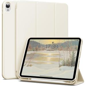 Kenke for iPad 11/10th Gen Case with Pencil Holder 11/10.9 inch 2025 A16/2022, Soft TPU Back Shell Hybrid Slim Trifold Stand Protective Cover Support Touch ID Auto Wake/Sleep (Cream)