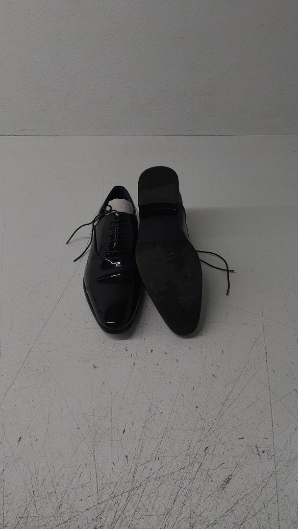 DECARSDZ Mens Faux Patent Leather Classic Lace-up Formal Oxford Tuxedo Dress Shoes, 9.5 Black