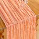 DeZerlor Peach Cheesecloth Table Runner 6 Pack Spring Easter Table Runners Boho Gauze 120 Inches Cheese Cloth Table Decor for Wedding Bridal Baby Shower Parties
