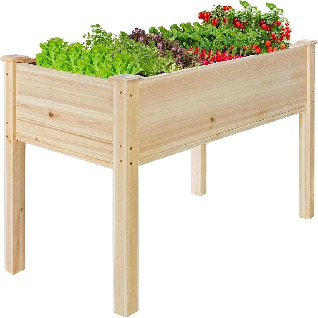 LZRS Raised Garden Bed Outdoor Planter Box with Legs for Herbs, Vegetables, Flowers, Great for Outdoor Patio, Yard and Deck, 220lb Capacity, Natural (40.5x20.5x30 Inches)