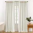 NICETOWN Stripe Linen Curtains 52 x 84 Inch Long for Living Room - Taupe & White Classic Grommet Rustic Drapes, Light Filtering Window Covering for Patio Glass French Door, 1 Pair