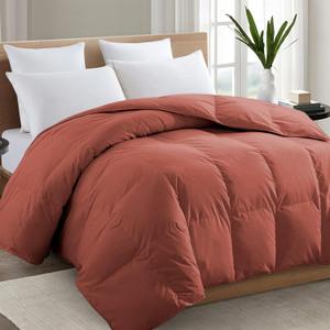 TEXARTIST Premium 2100 Series Queen Comforter All Season Breathable Terracotta Burnt Orange Comforter Soft Quilted Down Alternative Duvet Insert with Corner Tabs Luxury Hotel Style (90"x90")