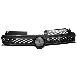 RDDY START Black Carbon Fiber Print Front Bumper Grille Compatible with 2010 2011 2012 2013 2014 Volkswagen MK6 Golf/GTI/Jetta Sportwagen Insert Bumper Upper Center Grille
