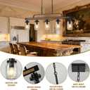 5-Light Rustic Farmhouse Dining Room Light, Black Mason Jar Chandelier Lighting Fixture for Kitchen Island, Dining Room, Cluster Hanging Pendant Light with Jar Glass Shade