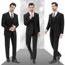 LUPURTY 3 Piece Suits for Men Slim Fit Men's Suit for Business Wedding Party 2 Button Blazer Tuxedo Set Jacket Vest Pants, S
