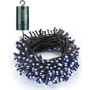 Flacchi White Christmas Lights, 66 ft 200 LED Battery Operated String Lights Waterproof 8 Modes & Auto Timer Mini Lights for Xmas Decorations, Halloween, Holiday Decor Outdoor Indoor