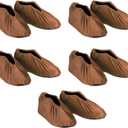PATIKIL Reusable Shoe Covers, 5 Pair Washable Thickened Boot Shoe Covers Non-Slip Shoe Protectors Covers for Household Office Laboratory, Brown, Suitable for Shoe Sizes: 36-44