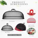 Hicarer 8 Pcs Metal Mesh Screen Food Cover for Outdoors Set Including Extra Large 18.5 in Mesh Food Tents for Outdoor Pcs 11 in Large Dome Picnic Covers (Black Red)