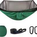 Camping Hammock with Mosquito Net - Double & Single Portable Hammocks with 2 Tree Straps, Lightweight Hammock Tent for Outdoor Camping, Hiking, Backpacking, Beach & Backyard (Dark Green)