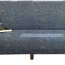 MIFXIN Stretch Armless Sofa Cover Futon Slipcover Elastic Spandex Folding Sofa Bed Non-Armrest Couch Cover Furniture Protector for Foldable Sofa Without Armrests (Linen Blue) 70.8-82.6 inch