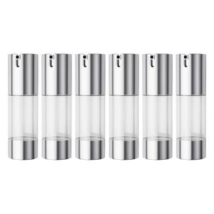longway Silver Airless Cosmetic Cream Pump Bottle Travel Size Dispenser Refillable Containers1oz/30ml,pack of 6