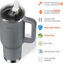 For Travel & Gym Never Drink from a Moldy Lid Again: 40oz Hygienic Tumbler, 100% Leakproof Lid & Removable Foldable Spout. Reinforced Base, Fits Cup Holders - Gray