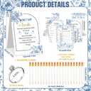 Estune 331 Pcs Bridal Shower Games Supplies, 5 Sets 250 Pcs Wedding Games Cards, 60 Pcs Rings, 20 Pcs Pencils (Blue Floral Style)