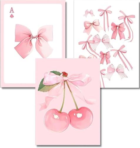 ARPADAMO 3 Pack Diamond Kits for Adults,5D Pink Bows Diamond Painting DIY Diamond Art Vintage Diamond Painting Art Kit for Adult,Round Full Drill Diamonds, Diamond Art Kit for Home Decor-12x16inch