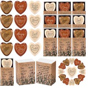 24 Sets Easter Christian Gift Bulk God Say You Are Wooden Religious Pocket Hug Heart Bible Verses Pocket Hug Token God Bless Party Favors Scripture Gifts for Church Member Mom Dad (Multicolor)