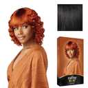 Sensationnel Empire Bob Humanhair Wig - Wavy Cut 12 Inch Face Framing Mesh Cap for Comfort With Bangs (1 JETBLACK)
