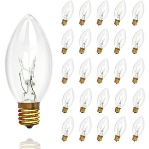 25 Pack C9 Clear Christmas Incandescent Light Bulbs, C9 Replacement Bulbs for Outdoor Christmas String Lights, 7 Watt Night Light Bulbs for Patio Party Xmas Decor, E17 Intermediate Base, Warm White